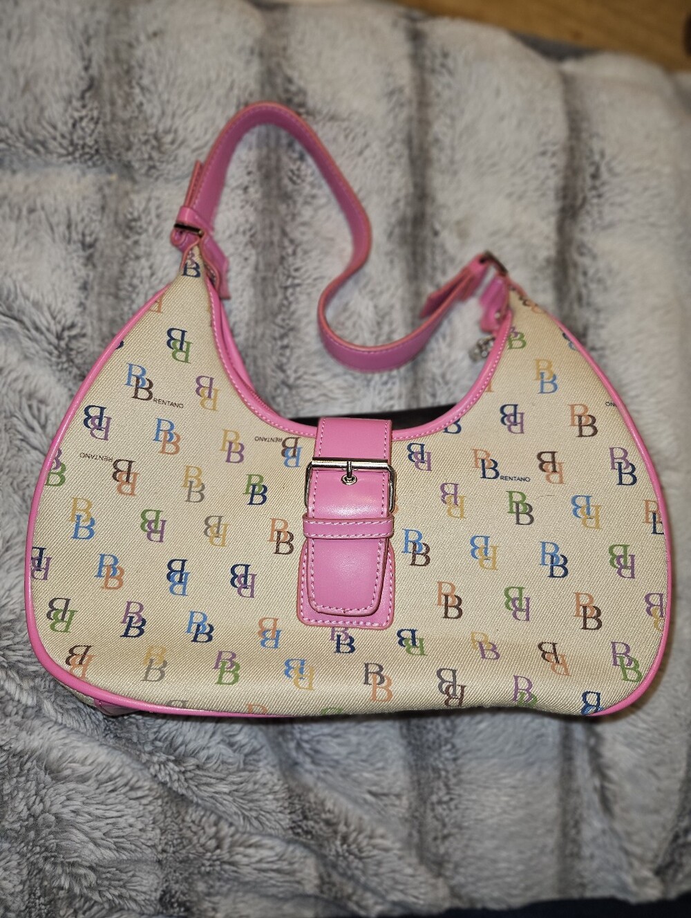 Pink Trim Multicolor Logo Shoulder Bag